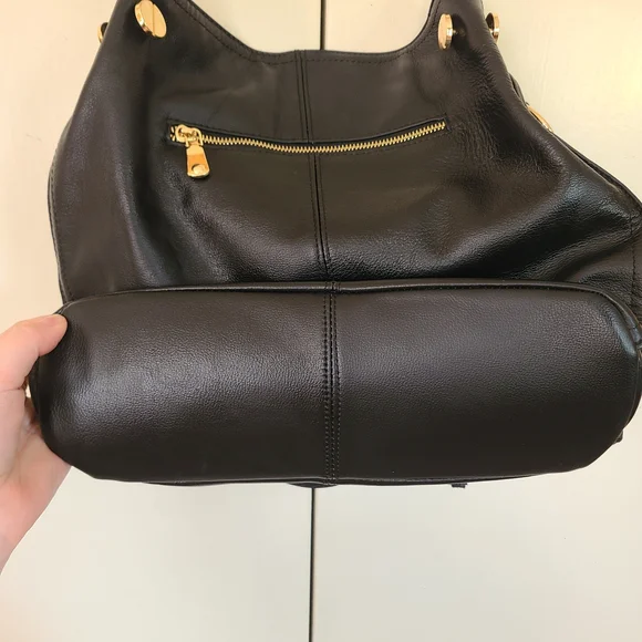 Jose Hess Signature Leather Hobo Bag – Black with Gold Hardware - Picture 8 of 12